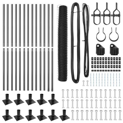 Стълб за ограда. Сив 25 x 1,2 м (50 мм мрежа) Стомана