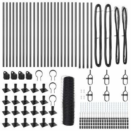 Стълб за ограда. Сив 50 x 0,6 м (50 мм мрежа) Стомана и PVC