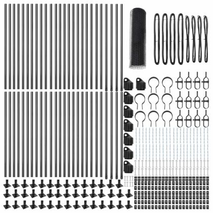 Стълб за ограда. Сив 100 x 0,6 м (25 мм мрежа) Стомана и PVC