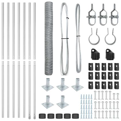 Стълб за ограда. Сребрист 10 x 1,2 м (36 мм мрежа) Стомана