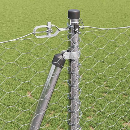 Стълб за ограда. Сребрист 10 x 1,2 м (36 мм мрежа) Стомана