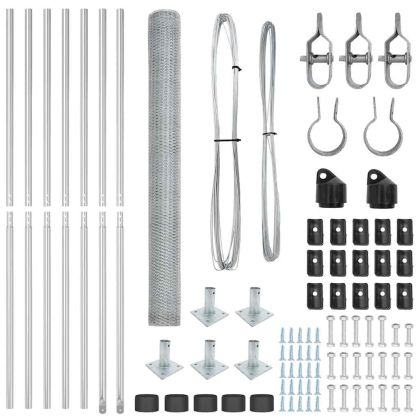 Стълб за ограда. Сребрист 10 x 1,4 м (25 мм мрежа) Стомана