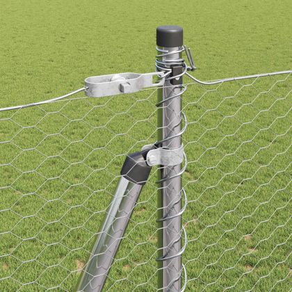 Стълб за ограда. Сребрист 100 x 1,6 м (25 мм мрежа) Стомана