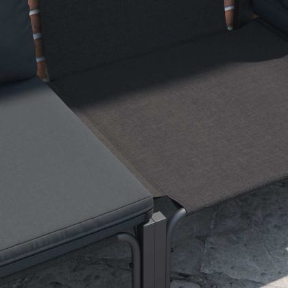 Градински Софа Комплект с възглавница 4 pcs Черно Стомана