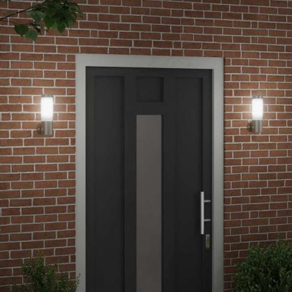 Външна стенна лампа 2 pcs Сребрист 12 x 8,5 x 27 см