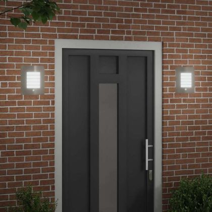 Външна стенна лампа 2 pcs Сребрист 23.5 x 9 x 26 см