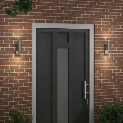 Външна стенна лампа 2 pcs Сребрист 7 x 10 x 22 см