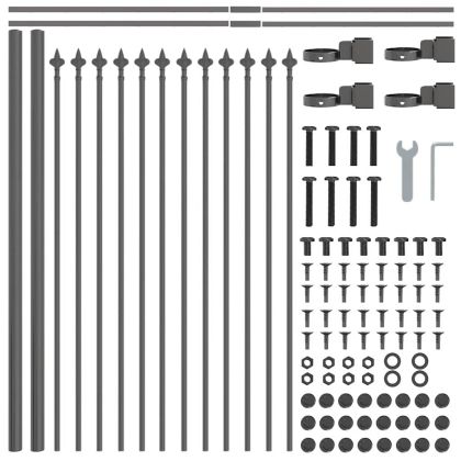 Градска ограда Сив 1,7 x 0,6 м Прахово боядисана стомана