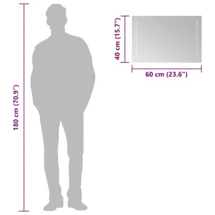 LED огледало за баня, 60x40 см