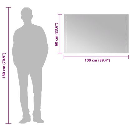 LED огледало за баня, 100x60 см