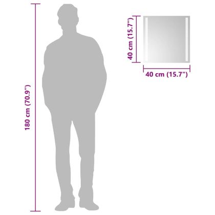 LED огледало за баня, 40x40 см