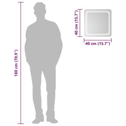 LED огледало за баня, 40x40 см