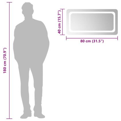 LED огледало за баня, 80x40 см