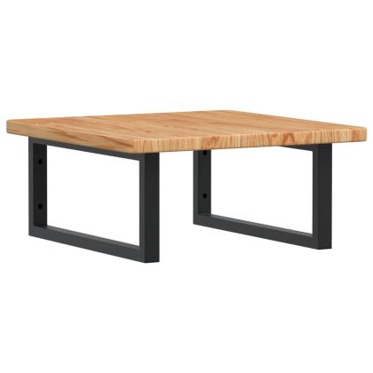 Стенен рафт за мивка, стомана и масивно дърво дъб