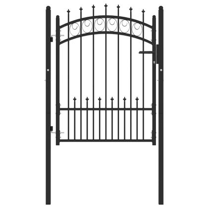 Оградна порта Emmen с шипове, стомана, 104x109,5 см, черна