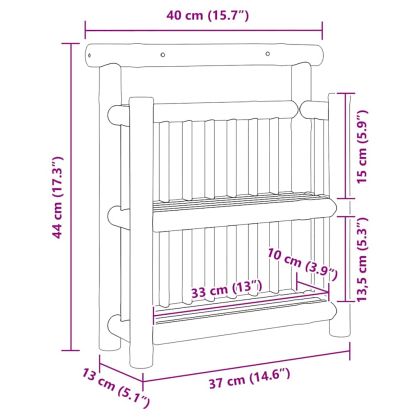 Стенен рафт Монтиране на стена Естествен 40 x 13 x 44 см бамбук
