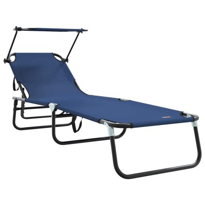 Сгъваем шезлонг Синьо 190 x 57 x 81 см оксфорд