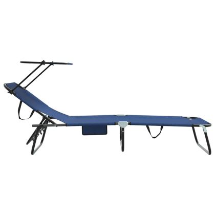 Сгъваем шезлонг Синьо 190 x 57 x 81 см оксфорд