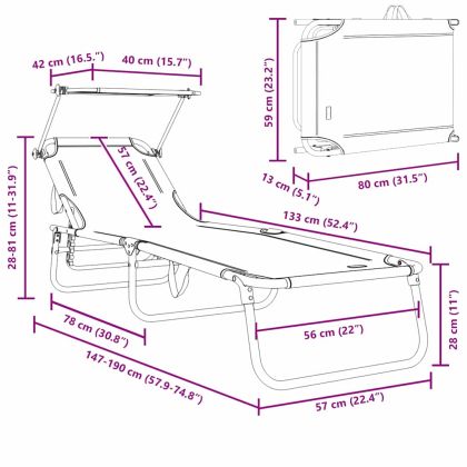 Сгъваем шезлонг Синьо 190 x 57 x 81 см оксфорд