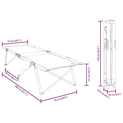 Сгъваемо къмпинг легло 2 pcs Синьо 206 х 76 х 74 см