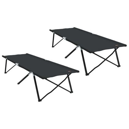 Сгъваемо къмпинг легло 2 pcs Черно 206 х 76 х 74 см