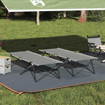 Сгъваемо къмпинг легло 2 pcs Сив 206 х 76 х 74 см
