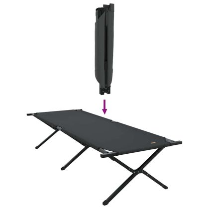 Сгъваемо къмпинг легло 2 pcs Черно 210 x 80 x 46 см