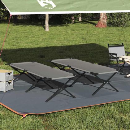 Сгъваемо къмпинг легло 2 pcs Сив 210 x 80 x 46 см
