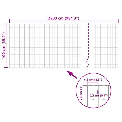 Оградна мрежа, стомана, 25 x 1 м, зелена