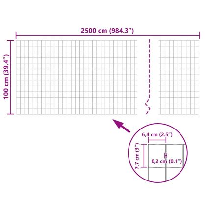 Евромрежа, стомана, 25x1 м, сива