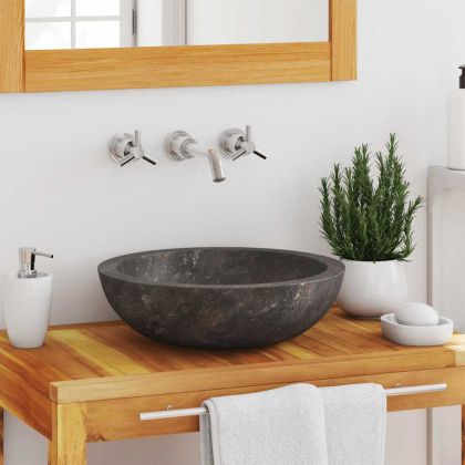 Сива мивка, Ø40x12 см, мрамор