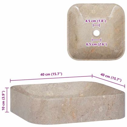 Сива мивка, 40x40x10 см, мрамор
