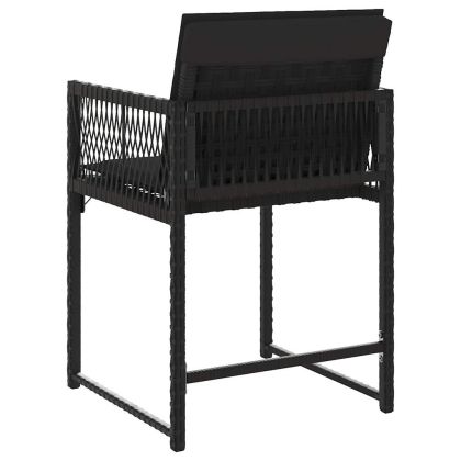 Градински столове с възглавници, 4 бр, черен, полиратан