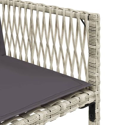 Градински комплект 7 части с възглавници светлосив полиратан