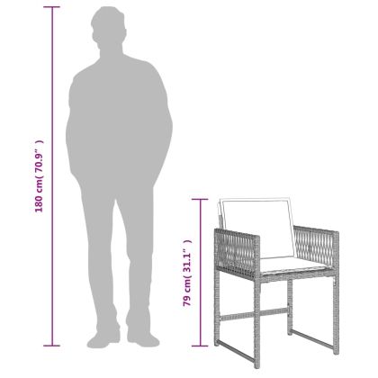 Градински комплект 7 части с възглавници светлосив полиратан