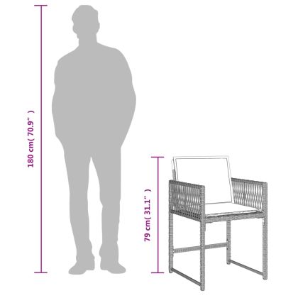 Градински трапезен комплект 9 части с възглавници светлосив