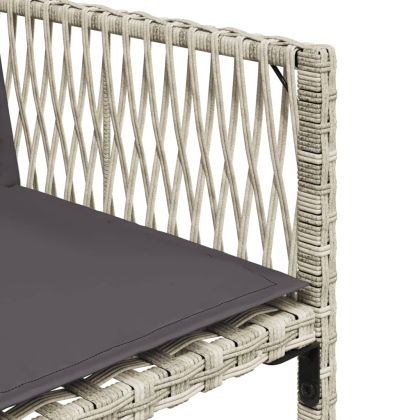 Градински комплект с възглавници 11 части, светлосив полиратан