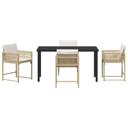 Комплект за хранене в градината 5 pcs Бежово полиратан