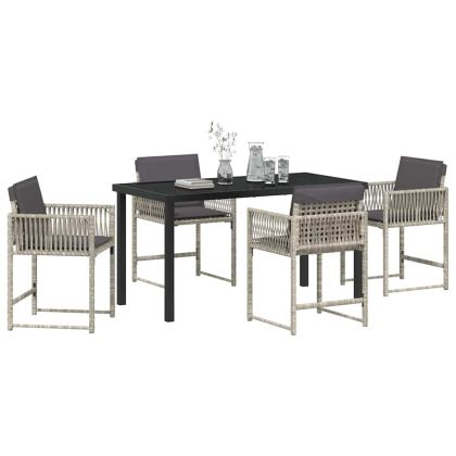 Комплект за хранене в градината 5 pcs Светлосиво полиратан