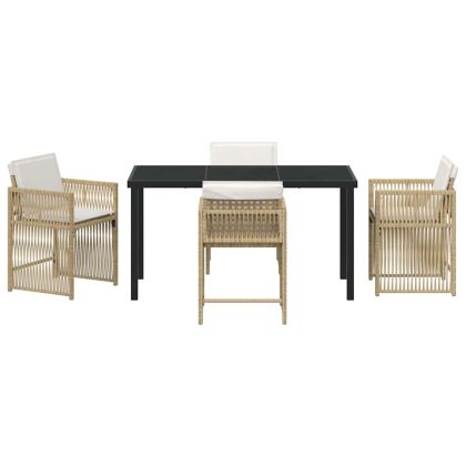 Комплект за хранене в градината 5 pcs Бежово полиратан