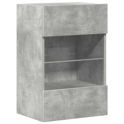 Стенни шкафове с LED светлини за телевизор, 2 бр, бетонно сив, 40x30x60,5 см