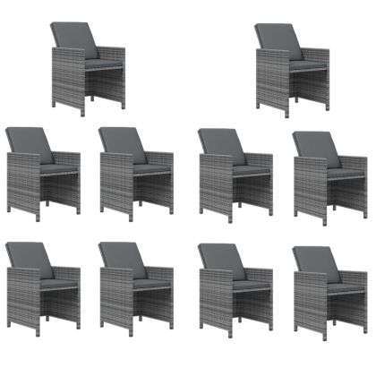 Градински комплект с възглавници 15 части полиратан сив