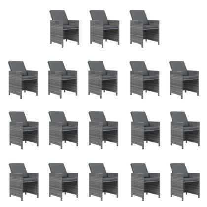 Градински трапезен комплект възглавници 19 части полиратан сив