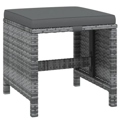 Градински комплект с възглавници 19 части полиратан сив