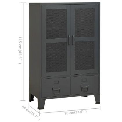 Индустриален скрин за съхранение, антрацит, 70x40x115 cм, метал