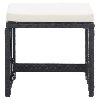 Градински комплект с възглавници, 17 части, черен полиратан