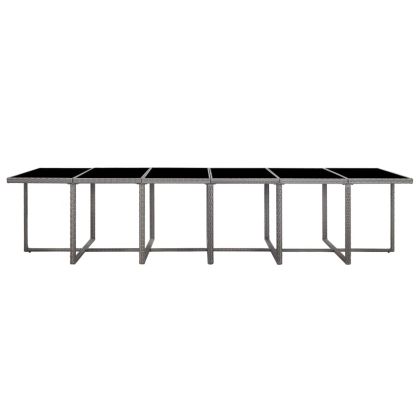 Градински комплект с възглавници, 17 части, полиратан, сив