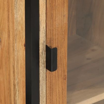 Шкаф за баня 40x27x190 см желязо и масивно дърво акация