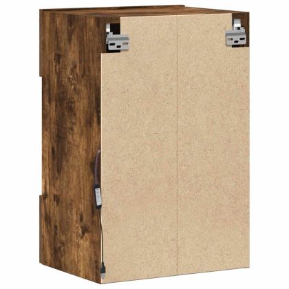 Стенни шкафове с LED светлини за телевизор, 2 бр, опушен дъб, 40x30x60,5 см