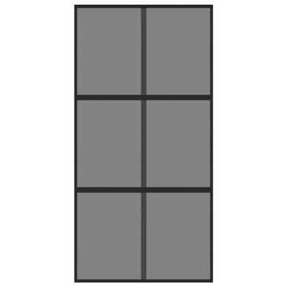 Плъзгаща се врата черна 102,5x205 см закалено стъкло и алуминий